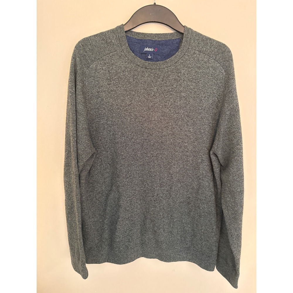 Johnnie-O Mens Grey Cotton Silk Cashmere Blend Crewneck Sweater Large